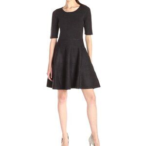 Ivanka Trump Knit Fitted and Flare Dress Short Sleeve Size Small Gray